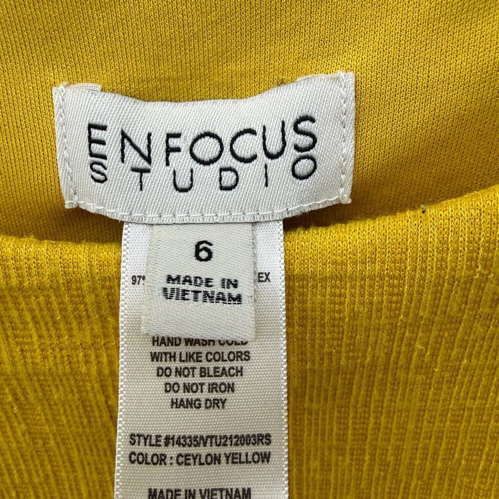 Enfocus Studio Yellow Fit & Flare Sleeveless Knee Dress Round Neck Women Size 6 - Picture 4 of 8
